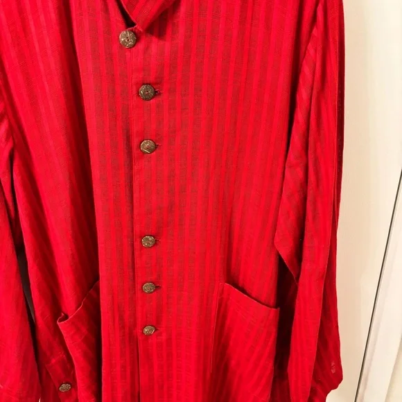 Yasuko Kurisaka Red OS Kimono Minimalist Tunic Teacher Avant Garde Japan Art - Picture 5 of 10